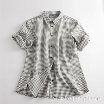 Мужская уличная рубашка в клетку с рукавами 3/4, устойчивая к ультрафиолетовому излучению